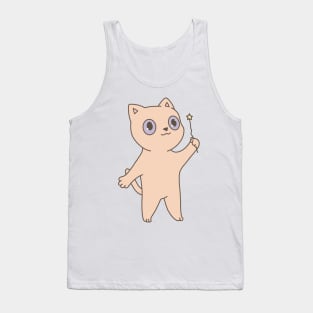 Cute orange peach cat illustration magic wand Tank Top